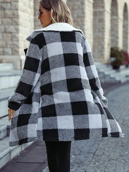 Stylischer Karomantel Damen Wendbar Winter - IdealeKleiden