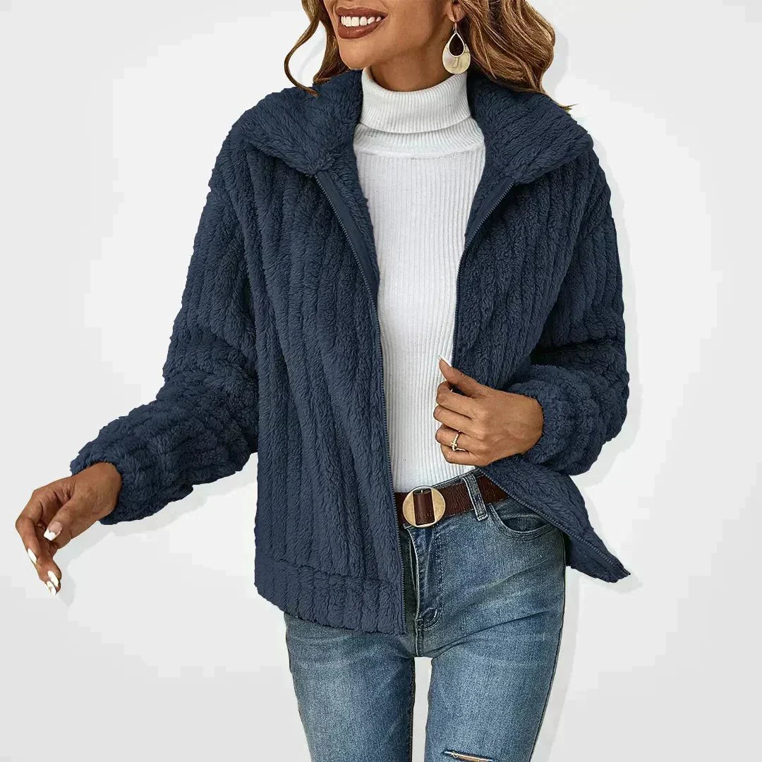 Gilet Cardigan Doux Peluche Femme Décontracté