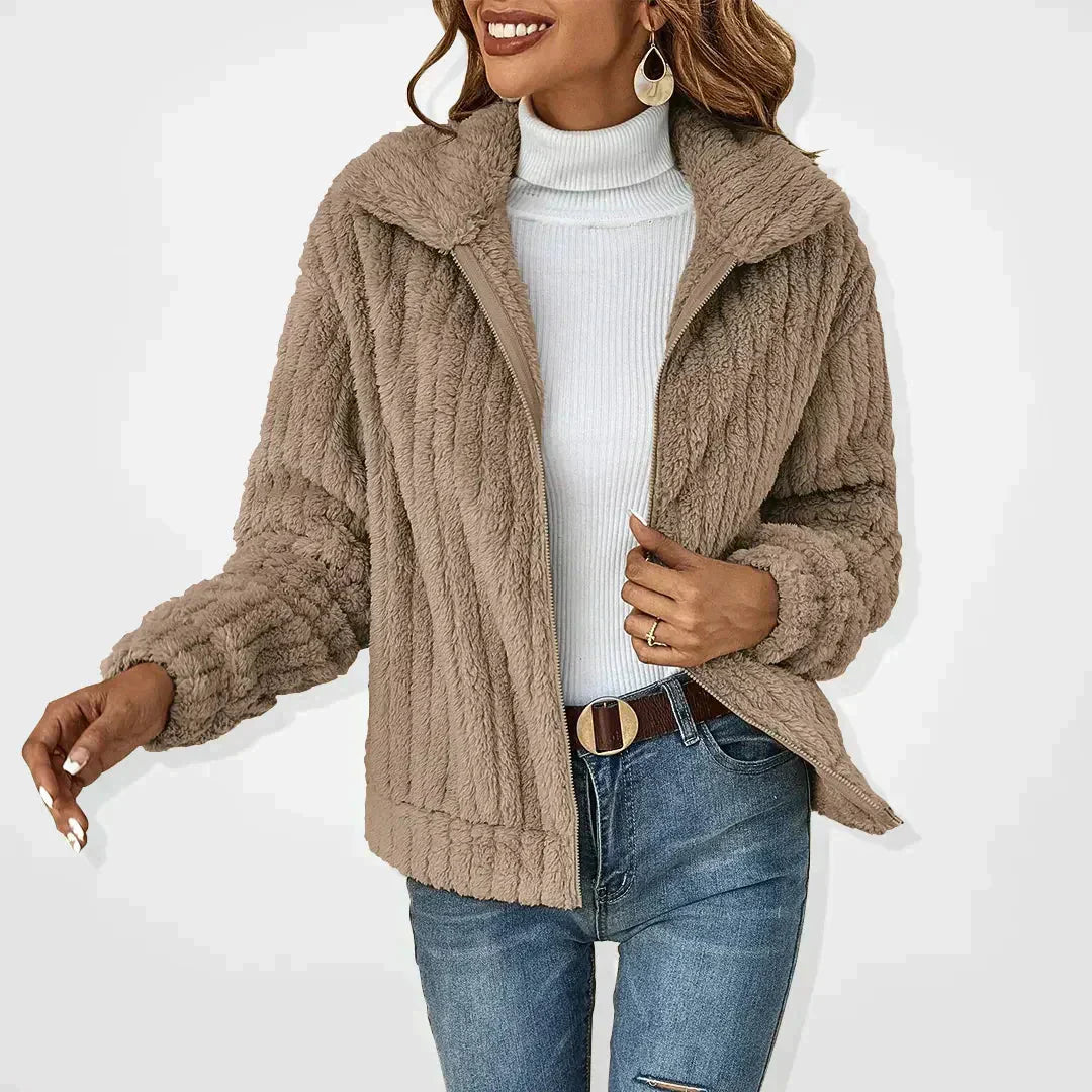 Gilet Cardigan Doux Peluche Femme Décontracté