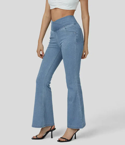 Jean évasé taille haute pour femme