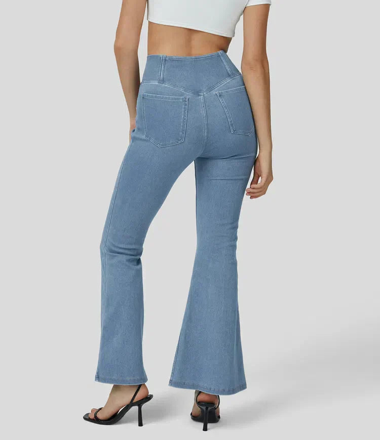 Hochtaillierte Frauenjeans Ausgestellt - IdealeKleiden