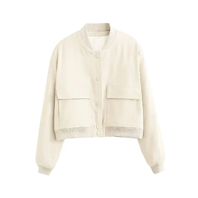 Blouson bombardier en velours doux pour femme