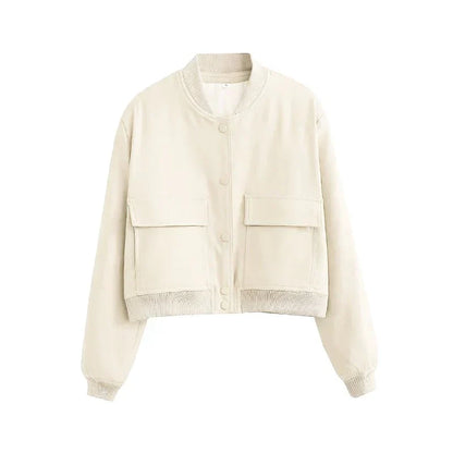 Blouson bombardier en velours doux pour femme
