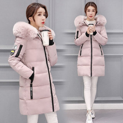 Élégant Manteau d'Hiver Femme Taille Haute Col Fourrure