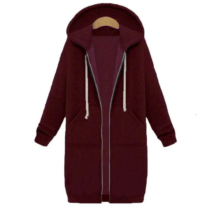 Sweat-shirt long zippé pour femme