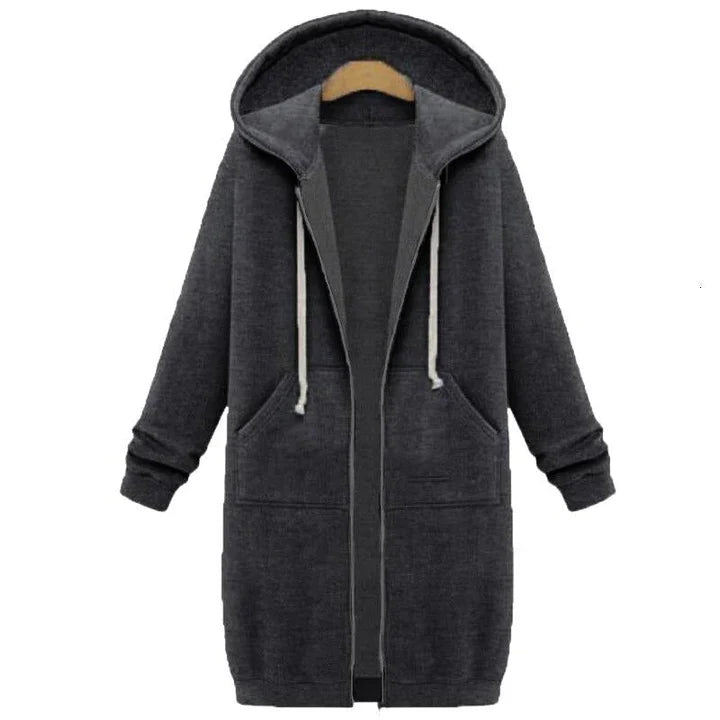 Sweat-shirt long zippé pour femme