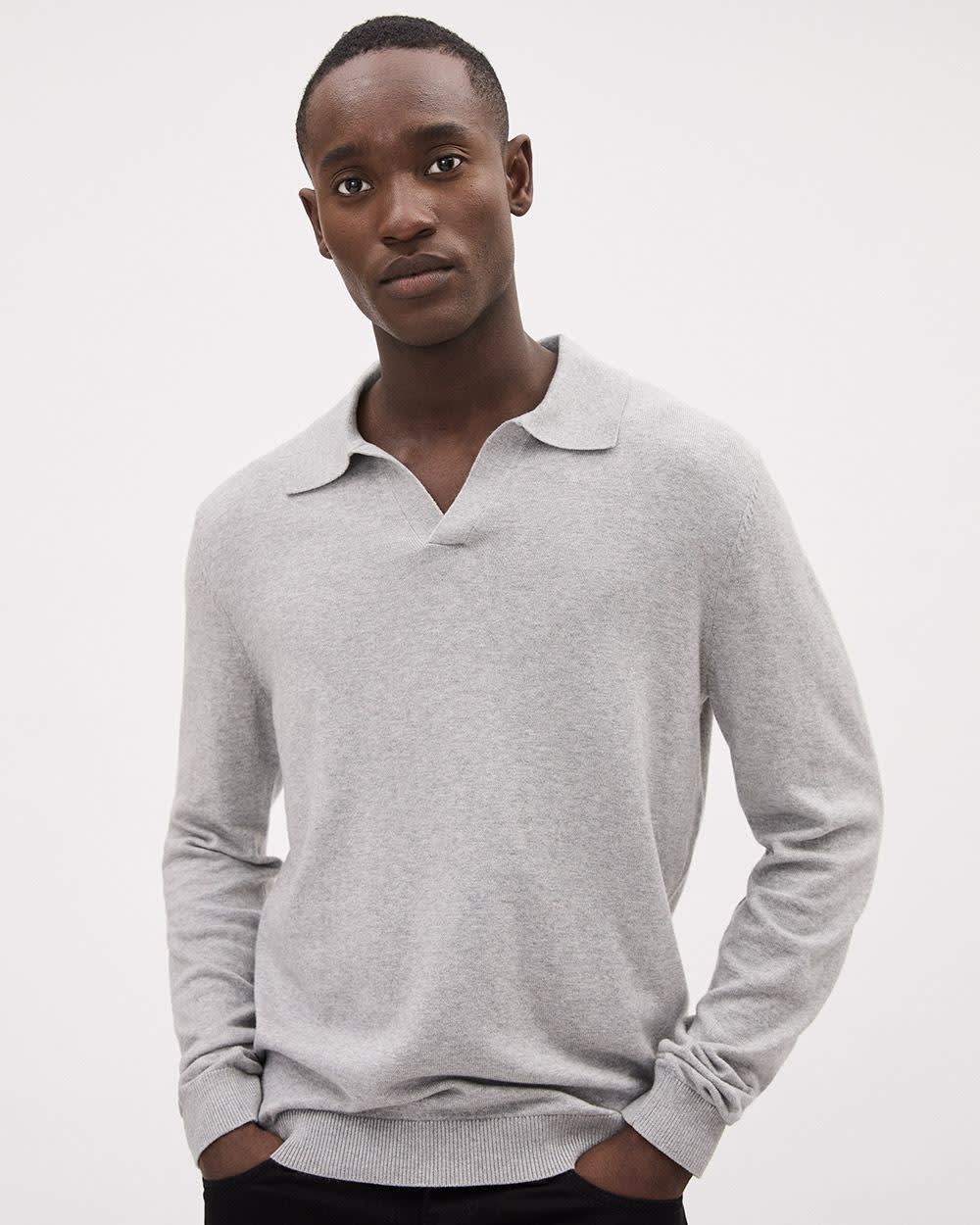 Polo en coton à col Johnny Élégant