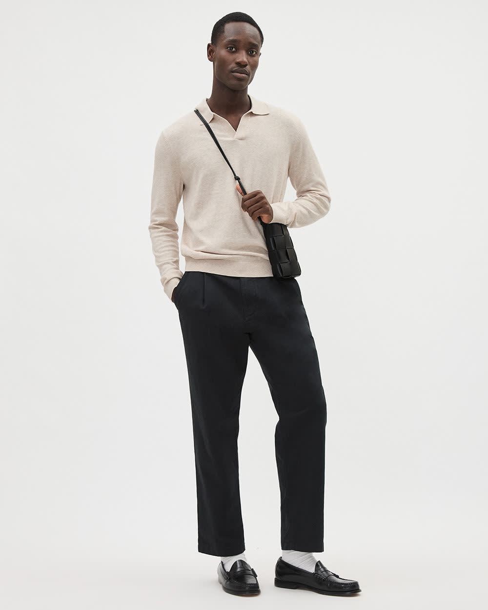 Polo en coton à col Johnny Élégant