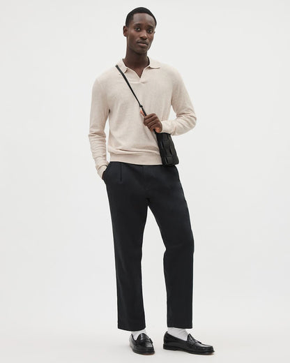 Polo en coton à col Johnny Élégant