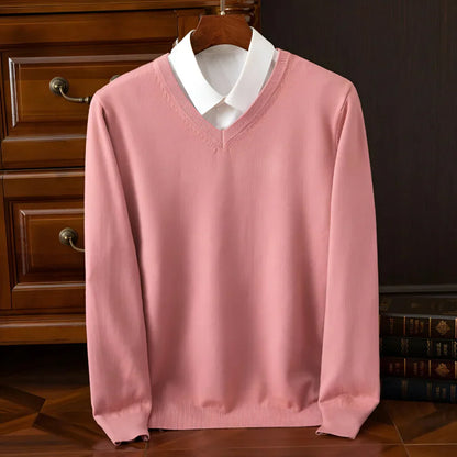 Pull en maille col V manches longues pour homme