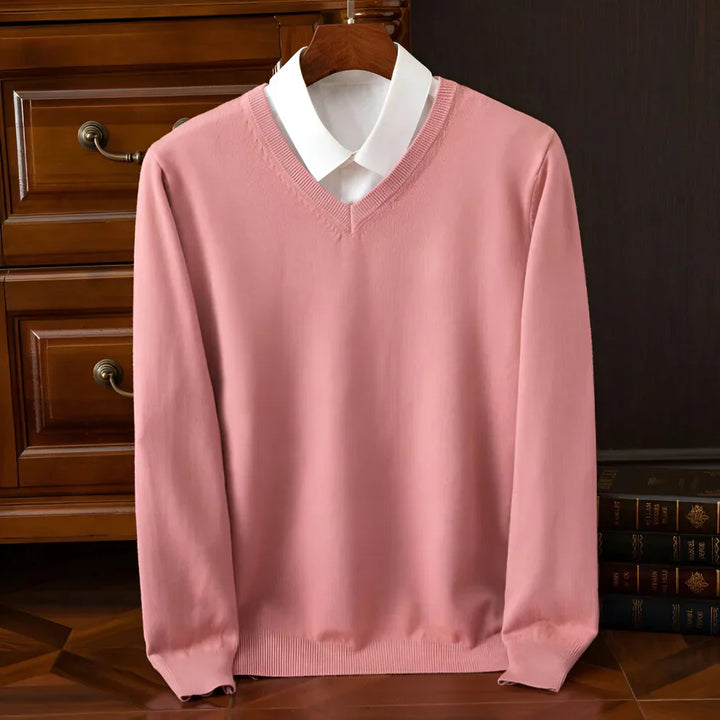 Pull en maille col V manches longues pour homme
