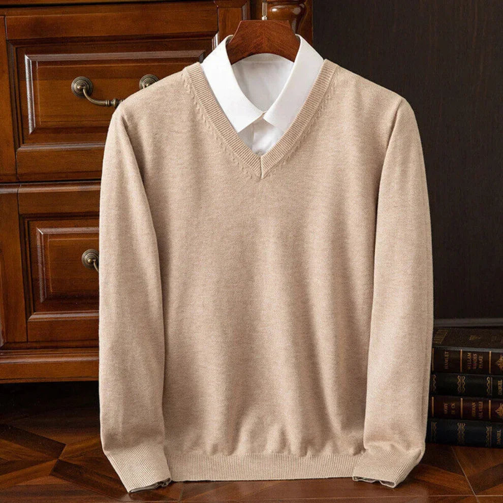 Pull en maille col V manches longues pour homme