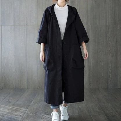 Grand trench-coat femme oversize à capuche