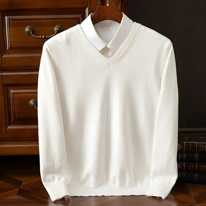 Pull en maille col V manches longues pour homme