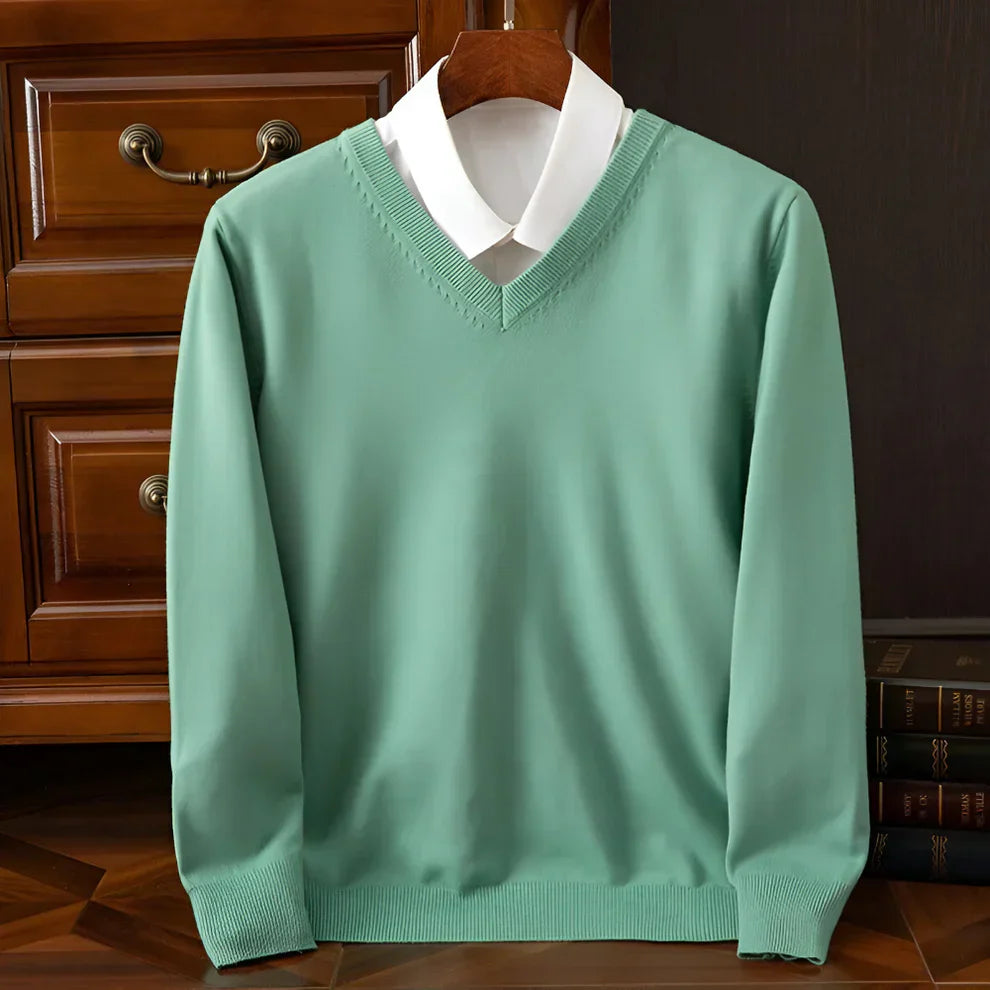 Pull en maille col V manches longues pour homme