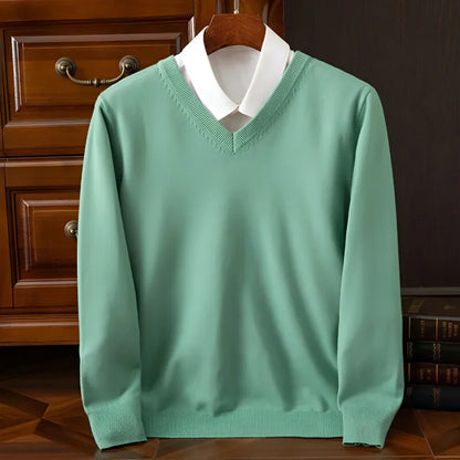 Pull en maille col V manches longues pour homme