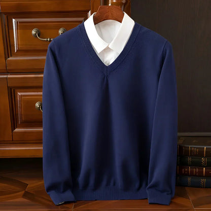 Pull en maille col V manches longues pour homme