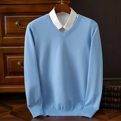 Pull en maille col V manches longues pour homme