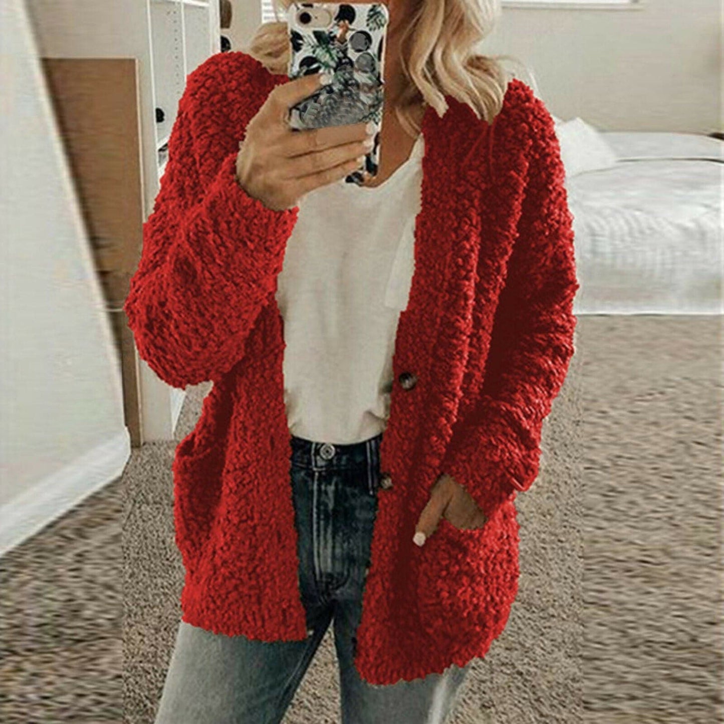 Cardigan en tricot souple Décontracté Maille grosse Confortable