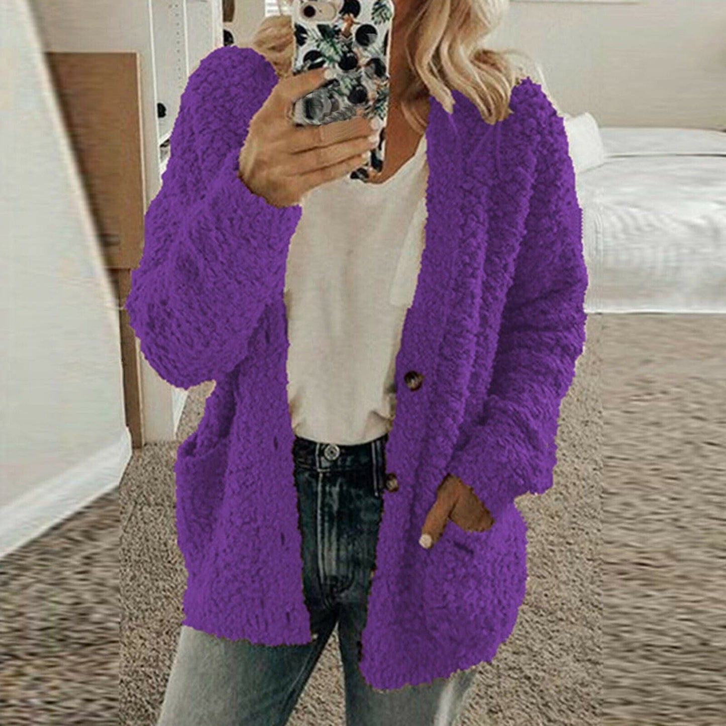Cardigan en tricot souple Décontracté Maille grosse Confortable