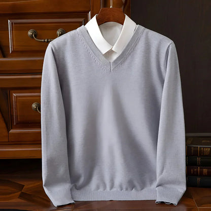 Pull en maille col V manches longues pour homme