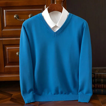 Pull en maille col V manches longues pour homme