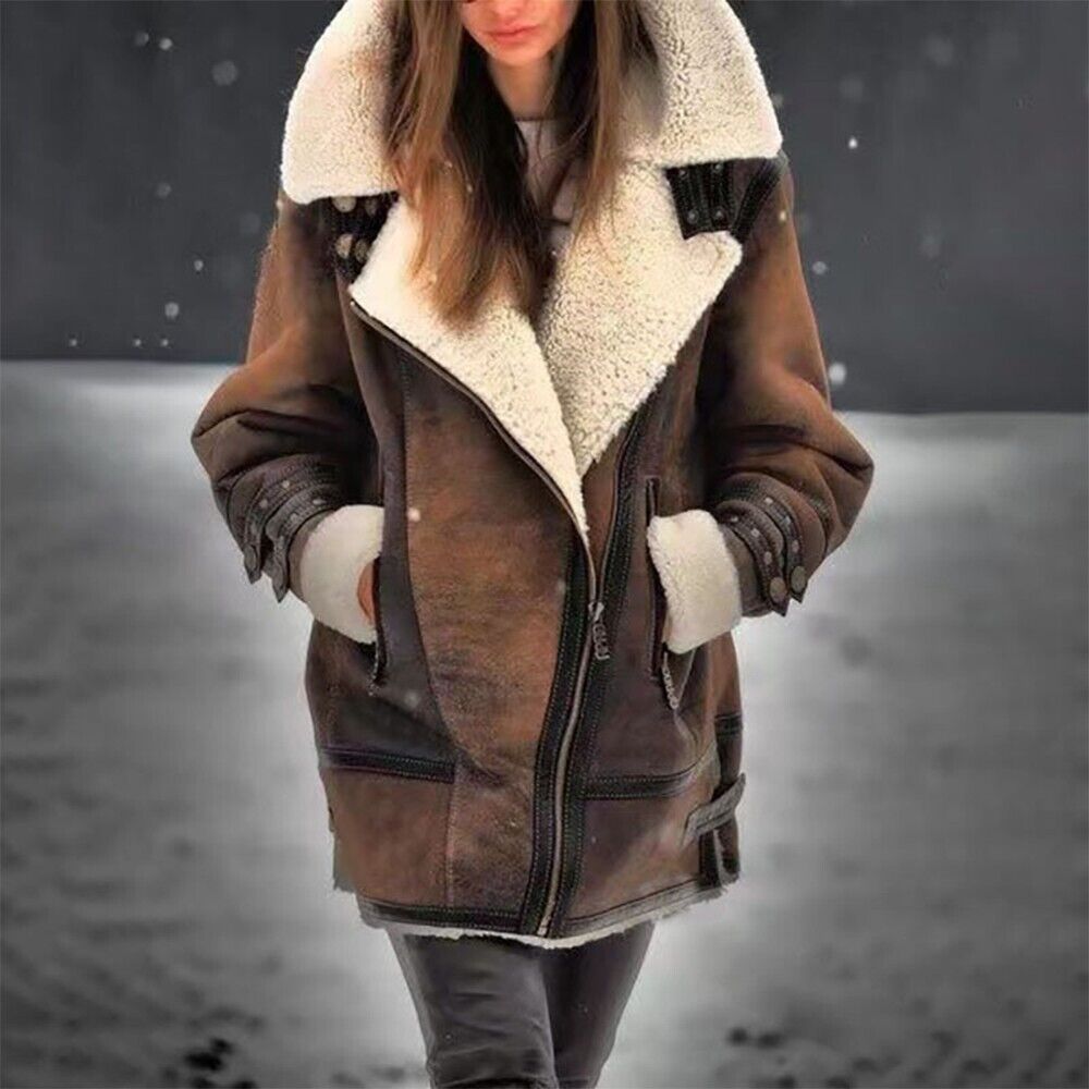 Veste élégante pour femme Manteau en daim Sherpa