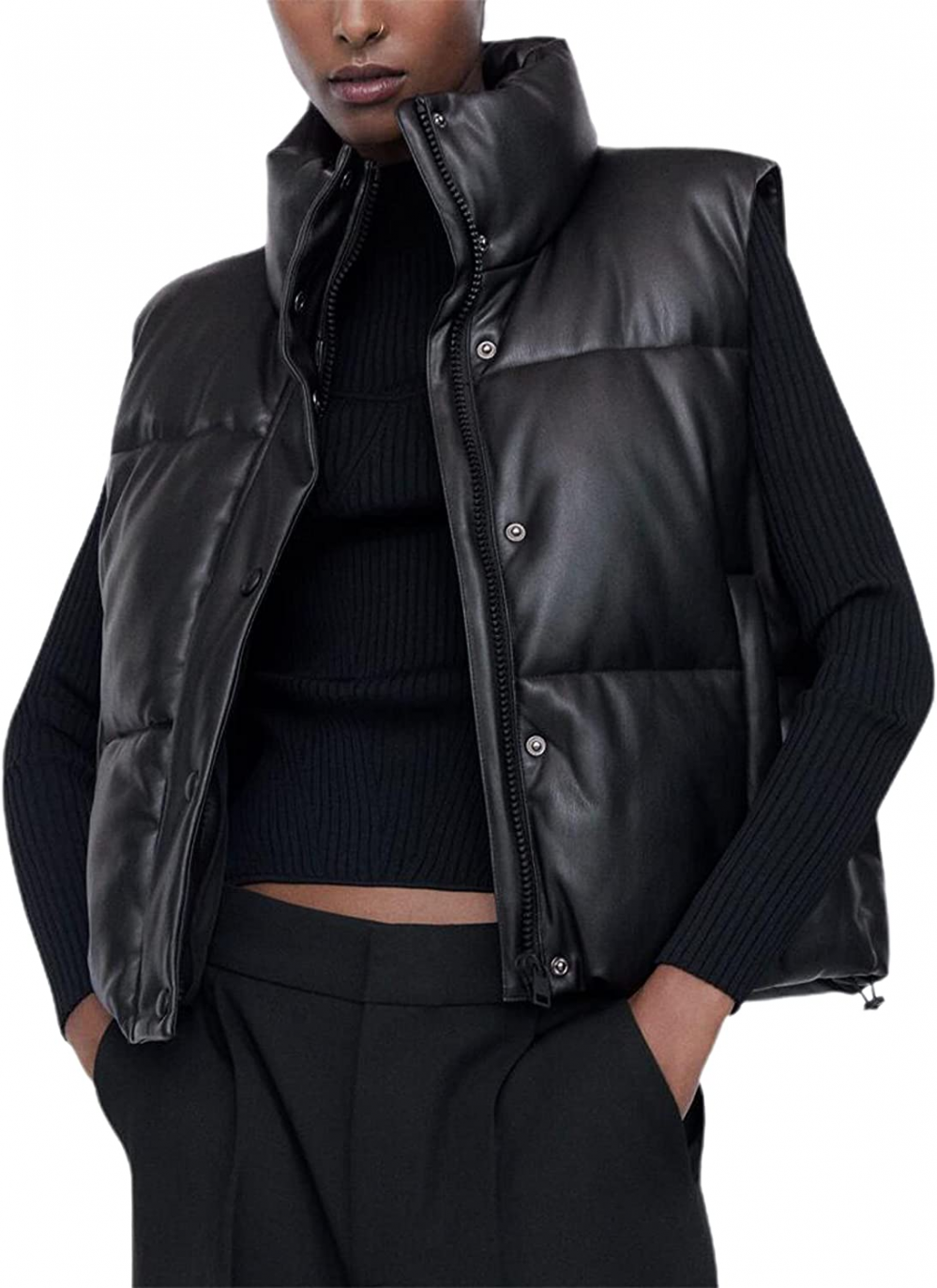 Gilet en cuir femme court et chic