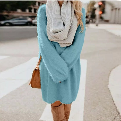 Robe pull d'hiver femme chaude élégante