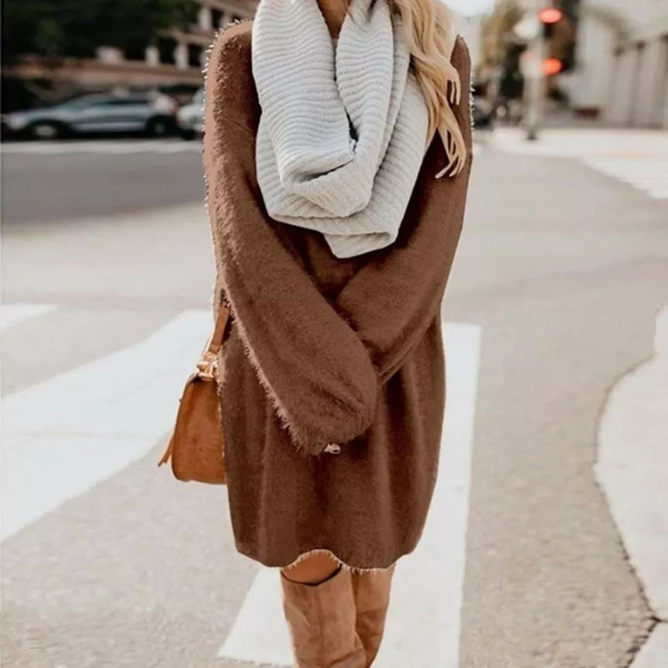Robe pull d'hiver femme chaude élégante