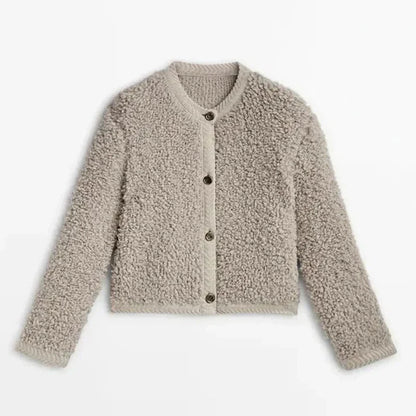 Gilet douillet pour femme bouclé à manches longues