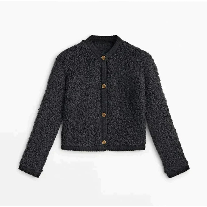 Gilet douillet pour femme bouclé à manches longues