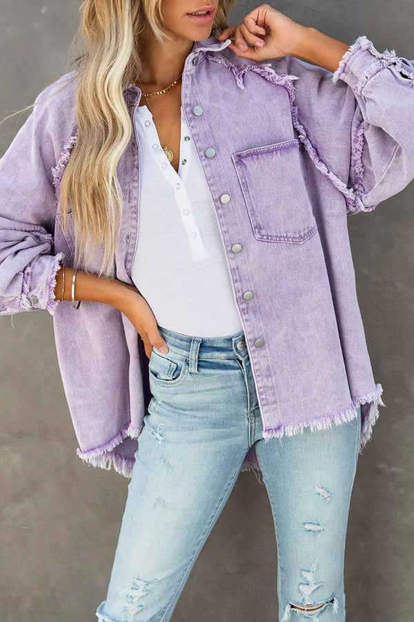 Veste oversize femme en velours côtelé avec franges tendance