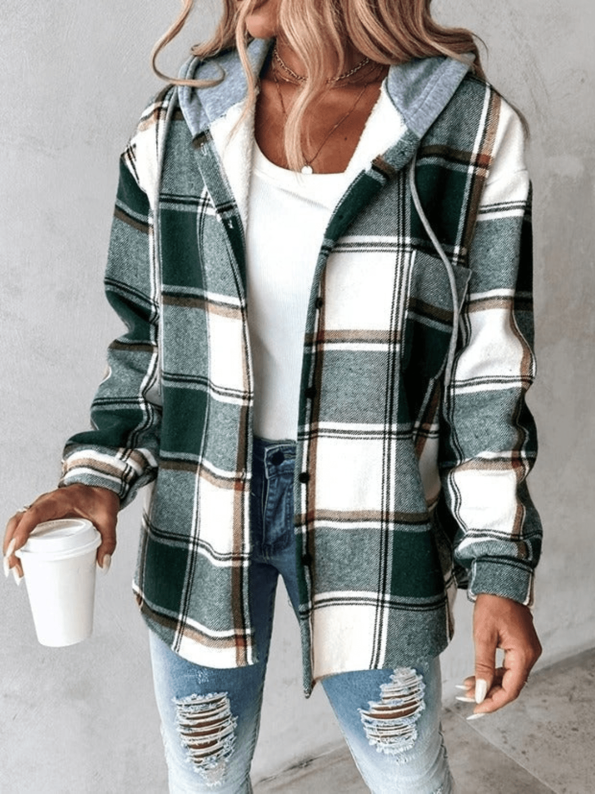 Chemise à carreaux tendance pour femme