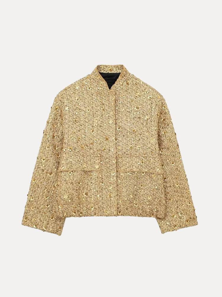 Blouson bomber femme style fête pailleté glamour