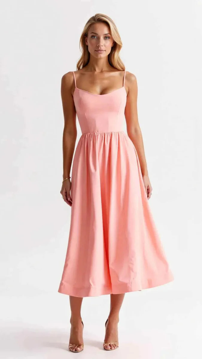Robe midi élégante avec taille cintrée