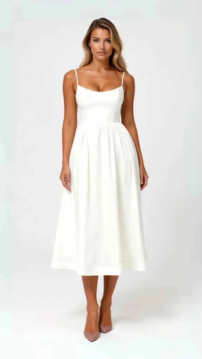 Elegantes Midi-Kleid mit Taille - IdealeKleiden