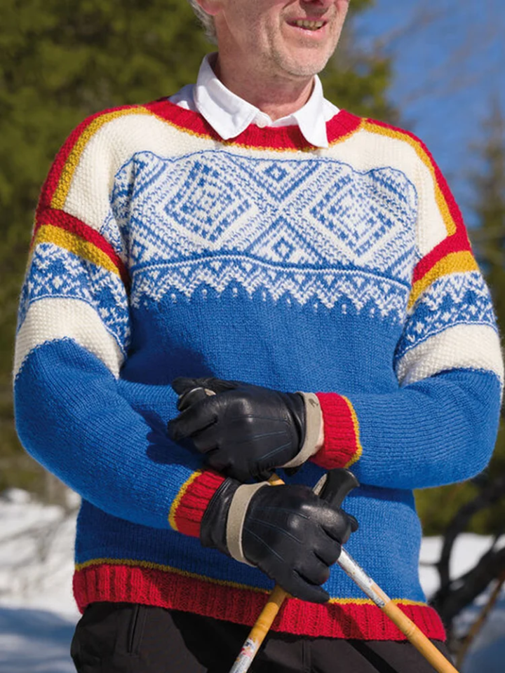 Retro Pullover Kontrastfarben Stylish - IdealeKleiden