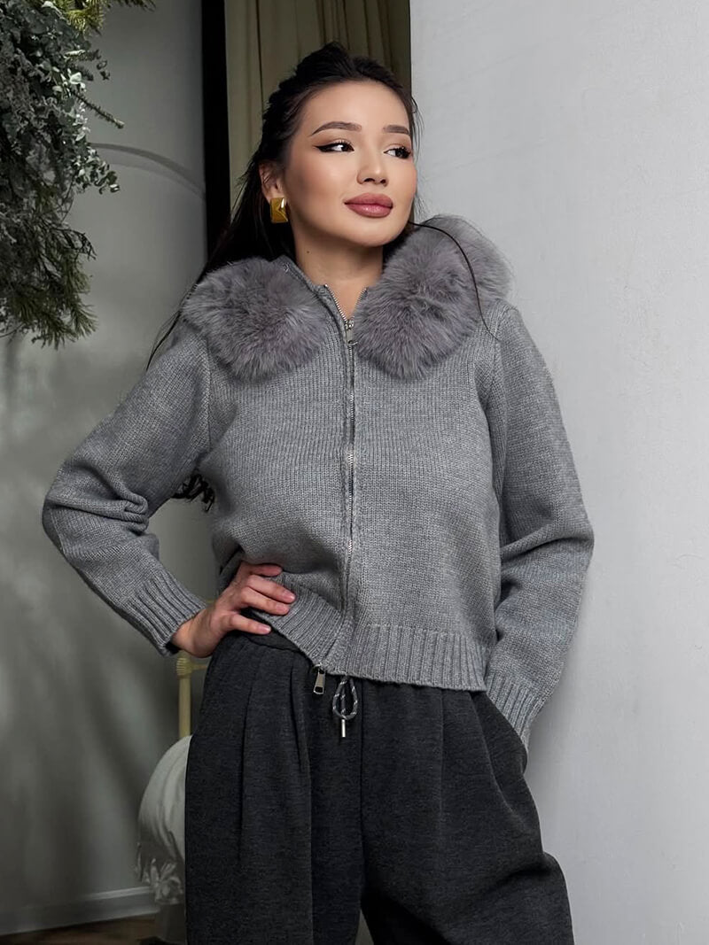 Blouson femme tendance en fausse fourrure