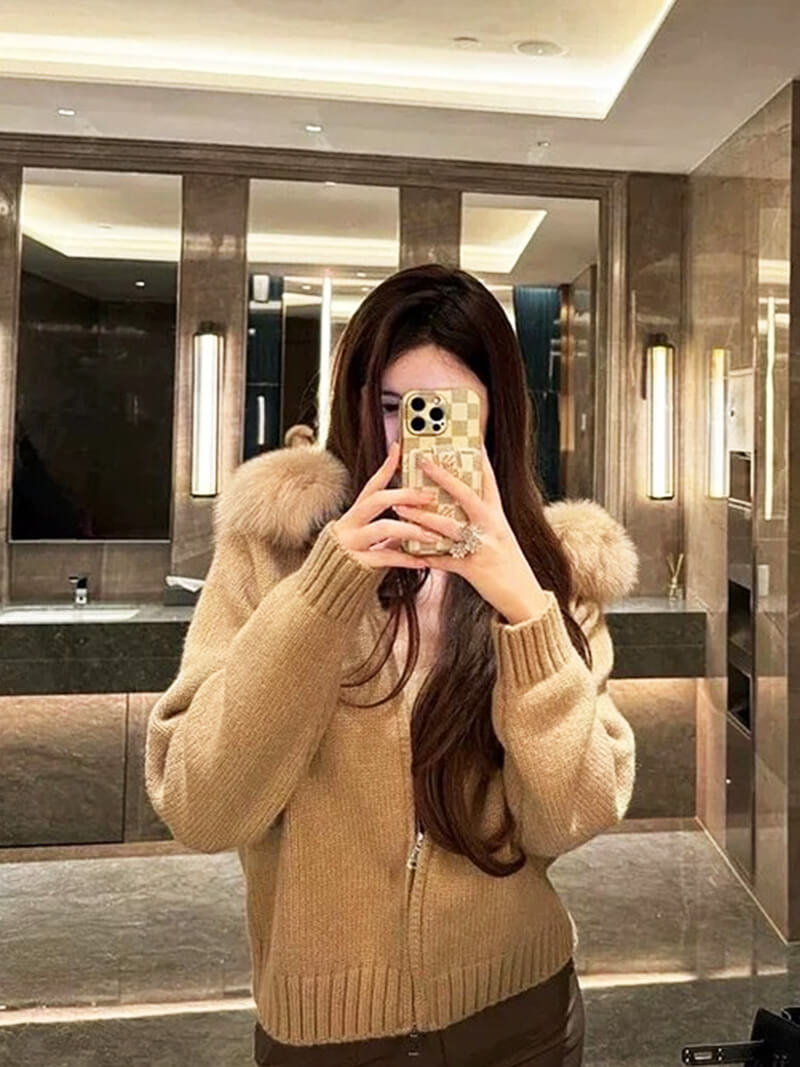 Blouson femme tendance en fausse fourrure