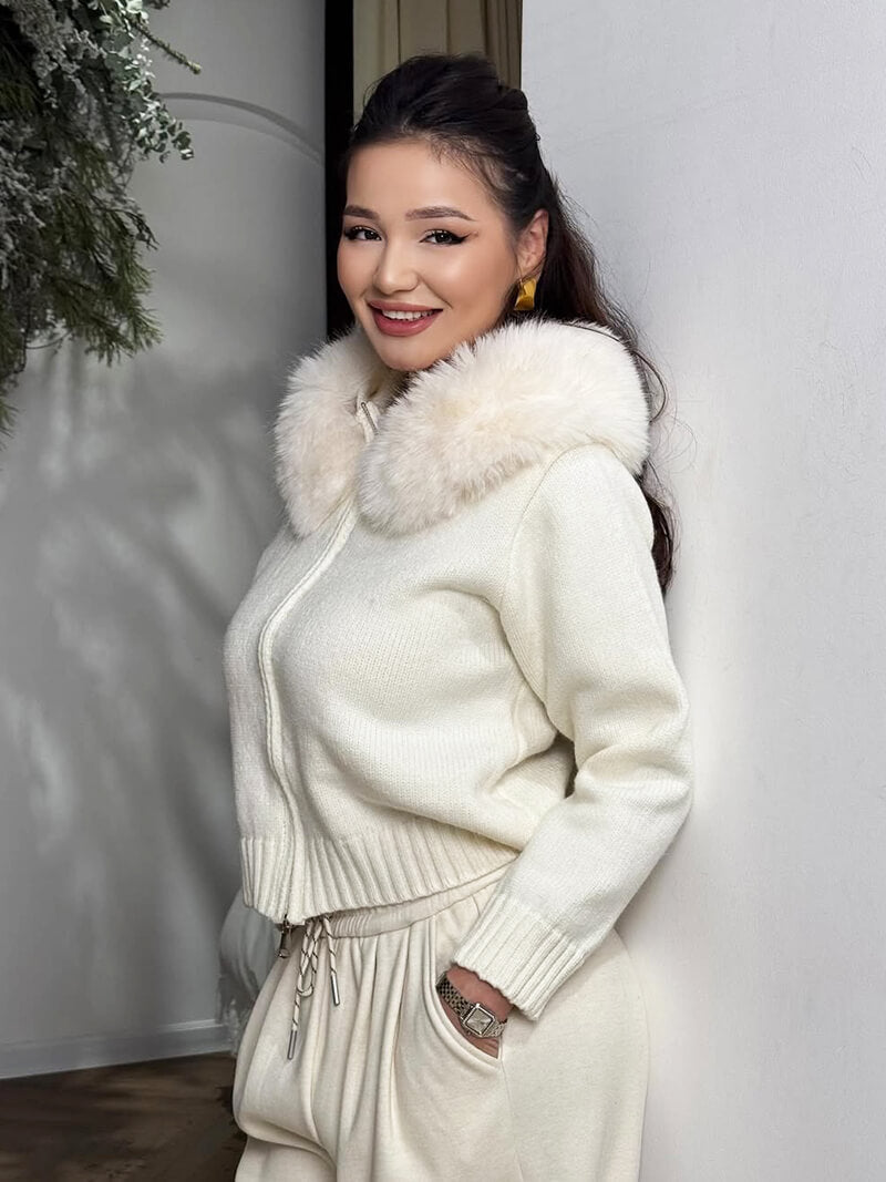 Blouson femme tendance en fausse fourrure