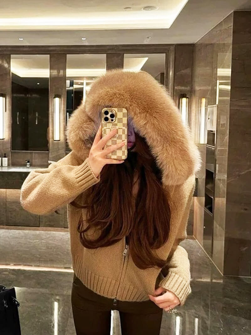 Blouson femme tendance en fausse fourrure