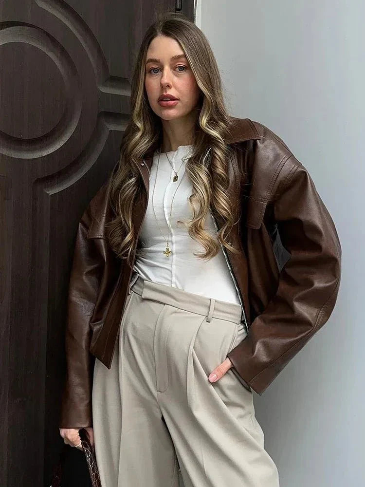 Veste en cuir vegan aspect cuir véritable