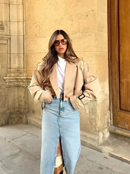 Trench-coat classique court pour femme