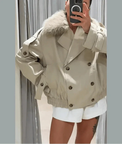 Manteau femme élégant avec fausse fourrure