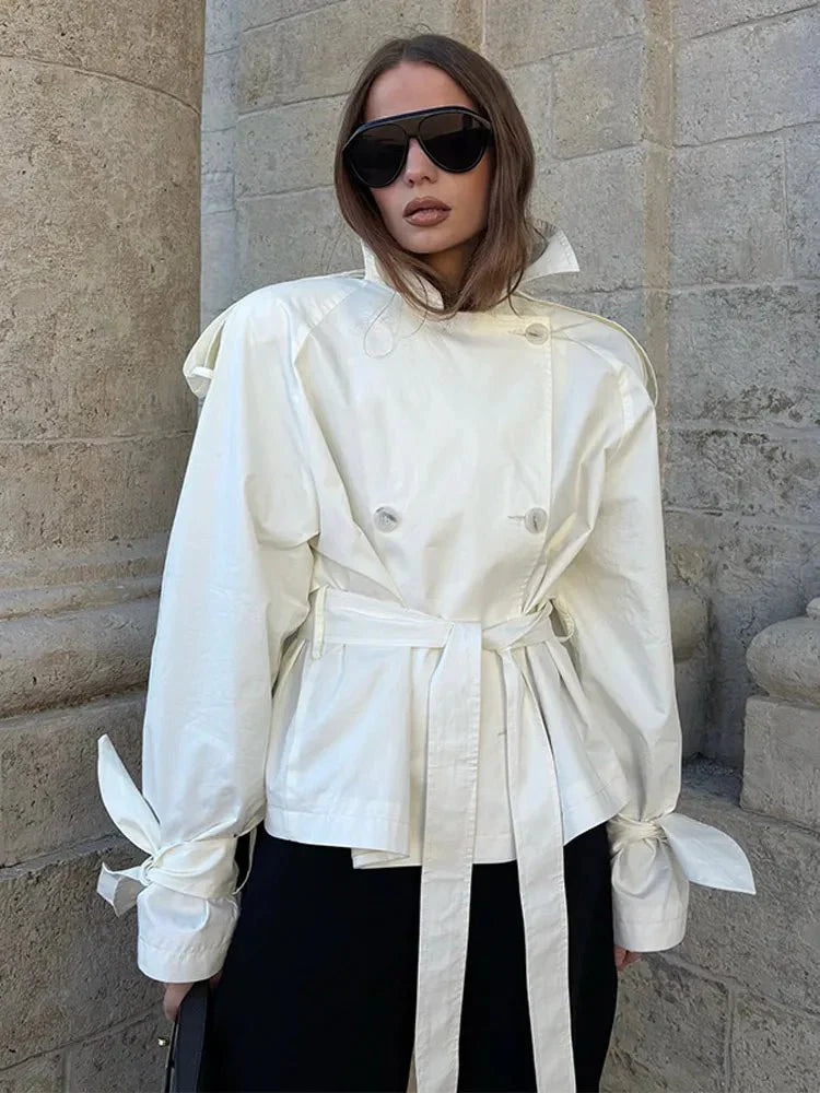 Eleganter Trenchcoat Damen Stehkragen - IdealeKleiden