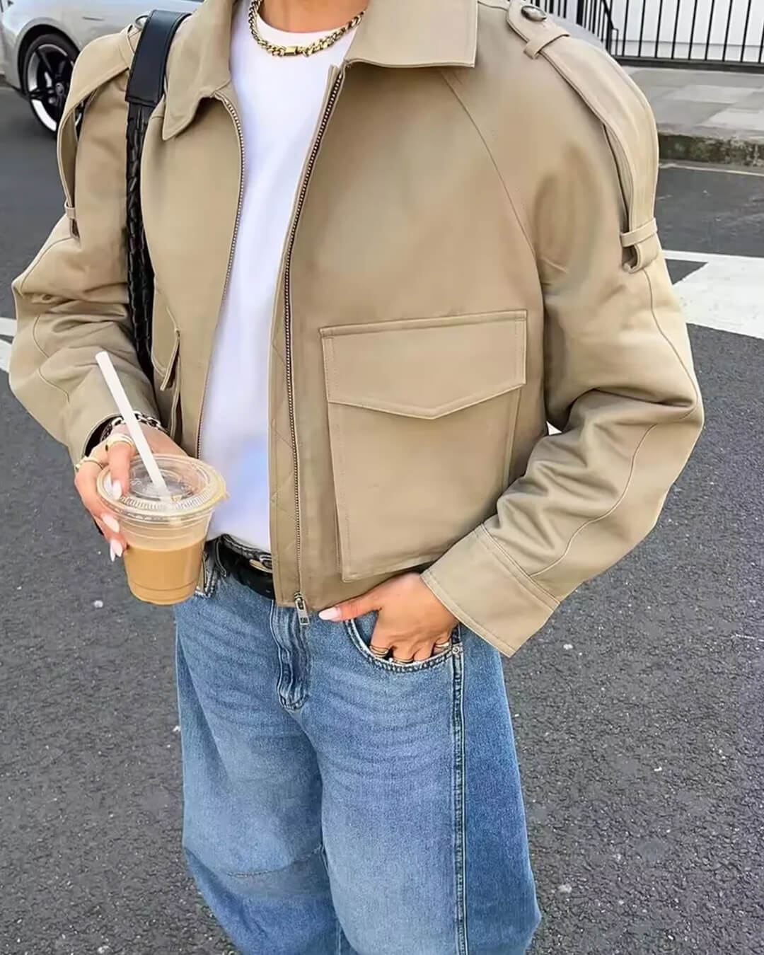 Veste courte type trench-coat classique