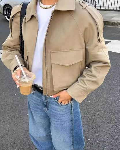 Veste courte type trench-coat classique