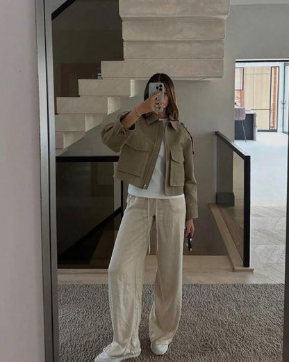 Veste courte type trench-coat classique