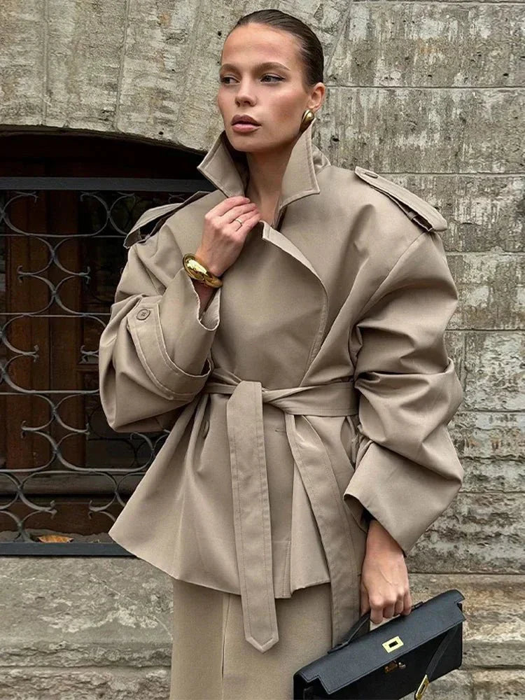Manteau trench-coat surdimensionné avec ceinture